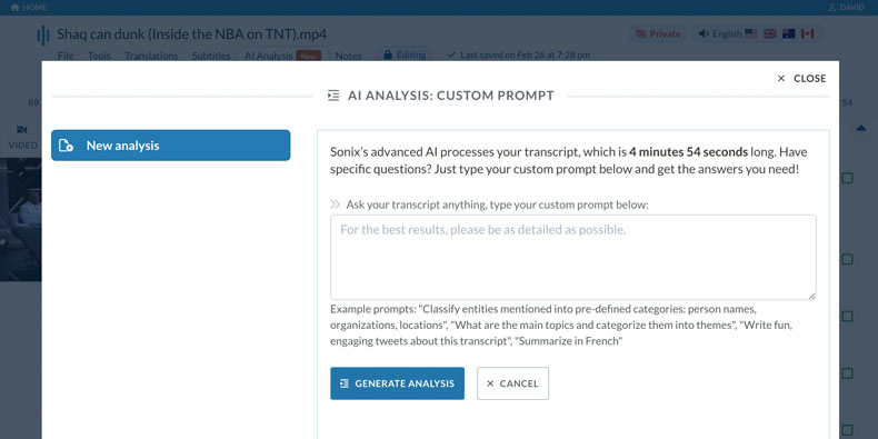 „Fragen Sie unsere KI alles, was Sie über den Inhalt Ihres Transkripts wollen“ „Fragen Sie unsere KI alles über Ihr Transkript und erleben Sie die Magie sofortiger Antworten“