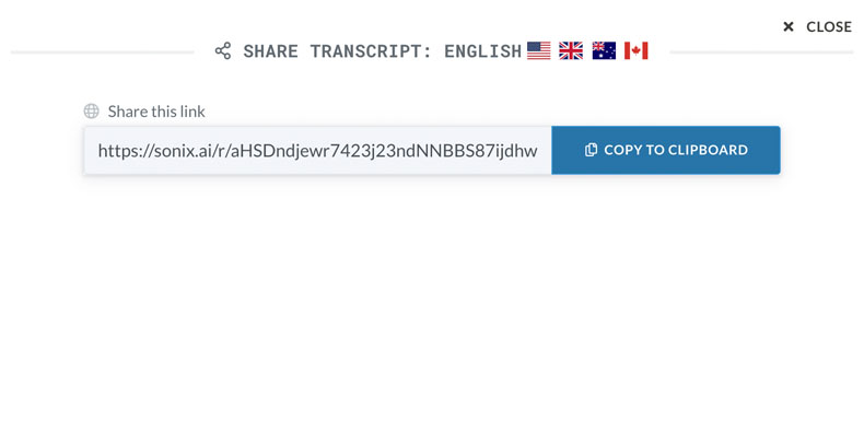 Schreibgeschützte Freigabe, damit Zuschauer keine Änderungen vornehmen können Teilen Sie Ihr Transkript sicher mit anderen