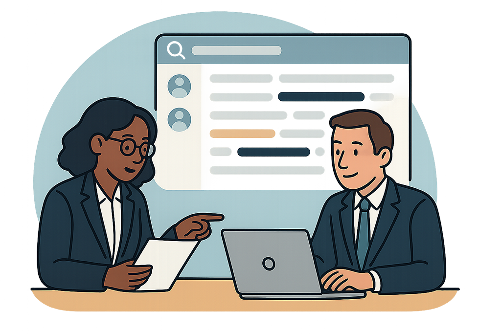 KI-generiertes juristisches Protokoll mit vollständigen Suchfunktionen Durchsuchbares juristisches Protokoll mit Zeitstempeln und Sprecherbezeichnungen